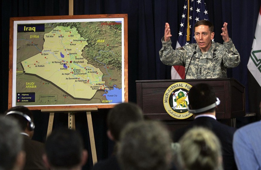 U.S. army Gen. David Petraeus, the new commander of U.S. forces of Iraq, gestures as he speaks during a press conference in Baghdad, Iraq, Thursday, March 8, 2007. Petraeus said Thursday that insurgen ...