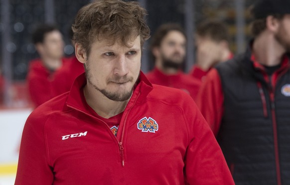 Biels Damien Brunner, nach dem siebten Playoff Halbfinalspiel der National League, zwischen dem SC Bern und dem EHC Biel, am Dienstag 9. April 2019 in der Postfinance Arena in Bern. (KEYSTONE /Marcel  ...