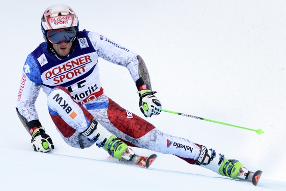 Switzerland&#039;s Justin Murisier speeds down during the first run of the men Giant Slalom race at the 2017 FIS Alpine Skiing World Championships in St. Moritz, Switzerland, Friday, February 17, 2017 ...