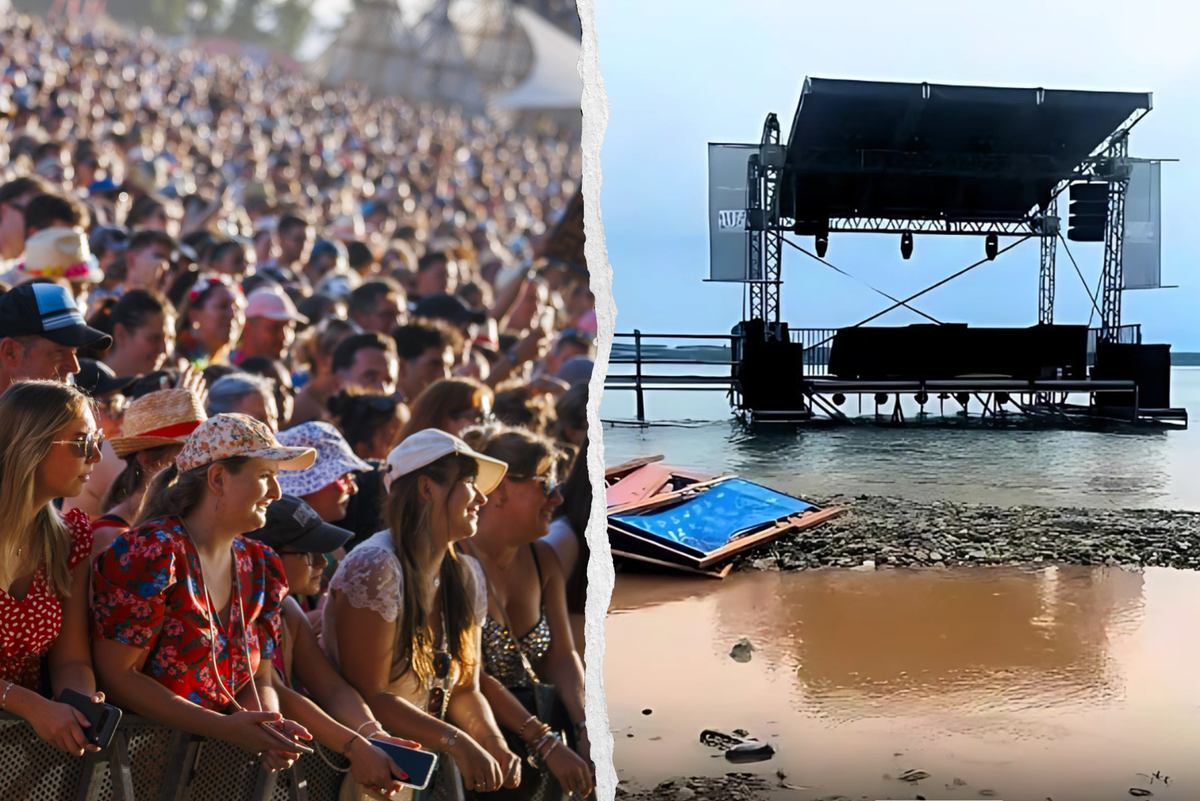 La scène de Festi'neuch après l'orage et le public de Paléo.