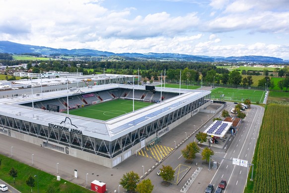 FC Thun Stockhorn Arena von oben Vogelperspektive aussen