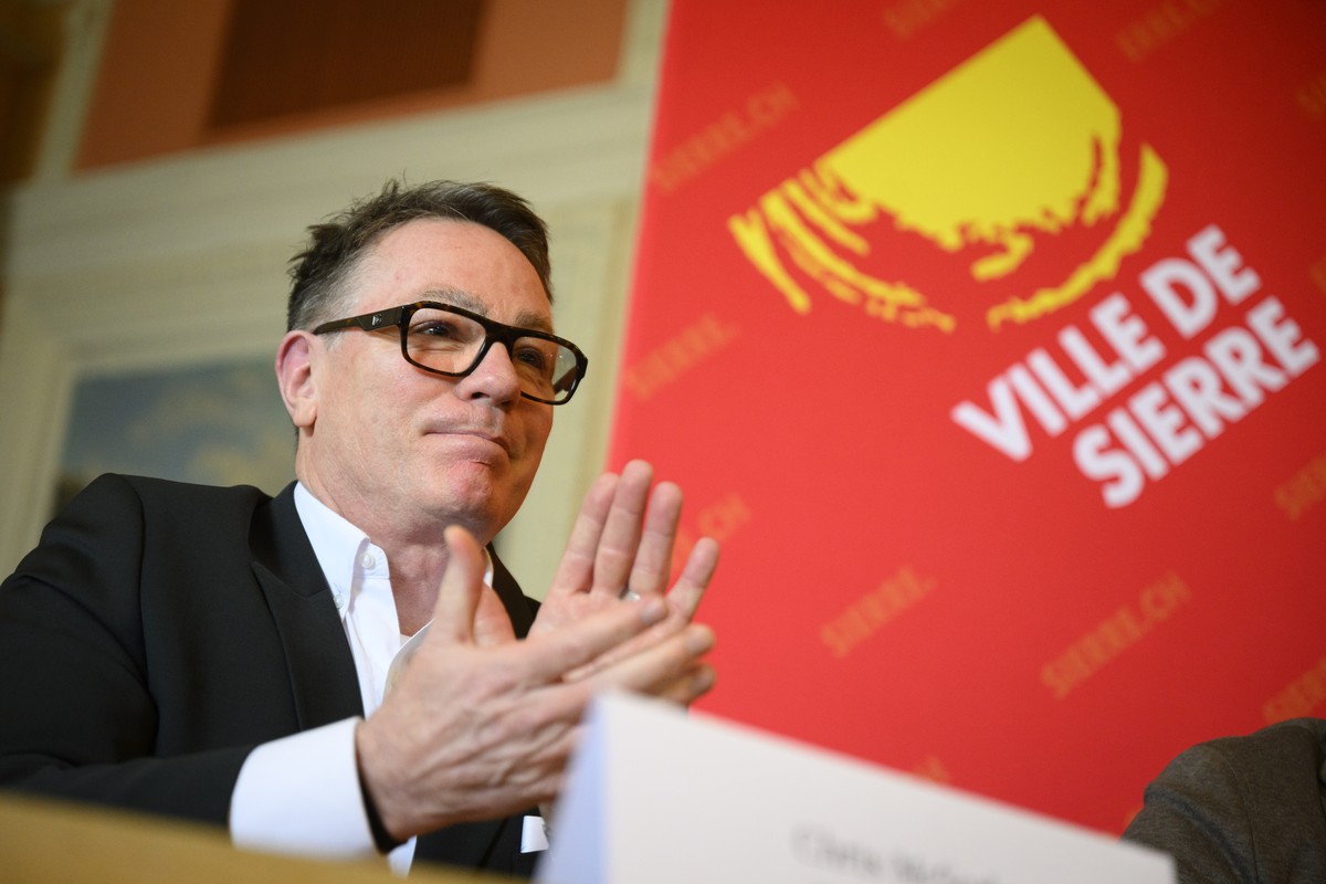 Chris McSorley, president de Sierre Valais Sport parle lors de la conference de presse sur la construction d'une nouvelle patinoire "Valais Arena" au c�ur d'un ecoquartier innovant ...