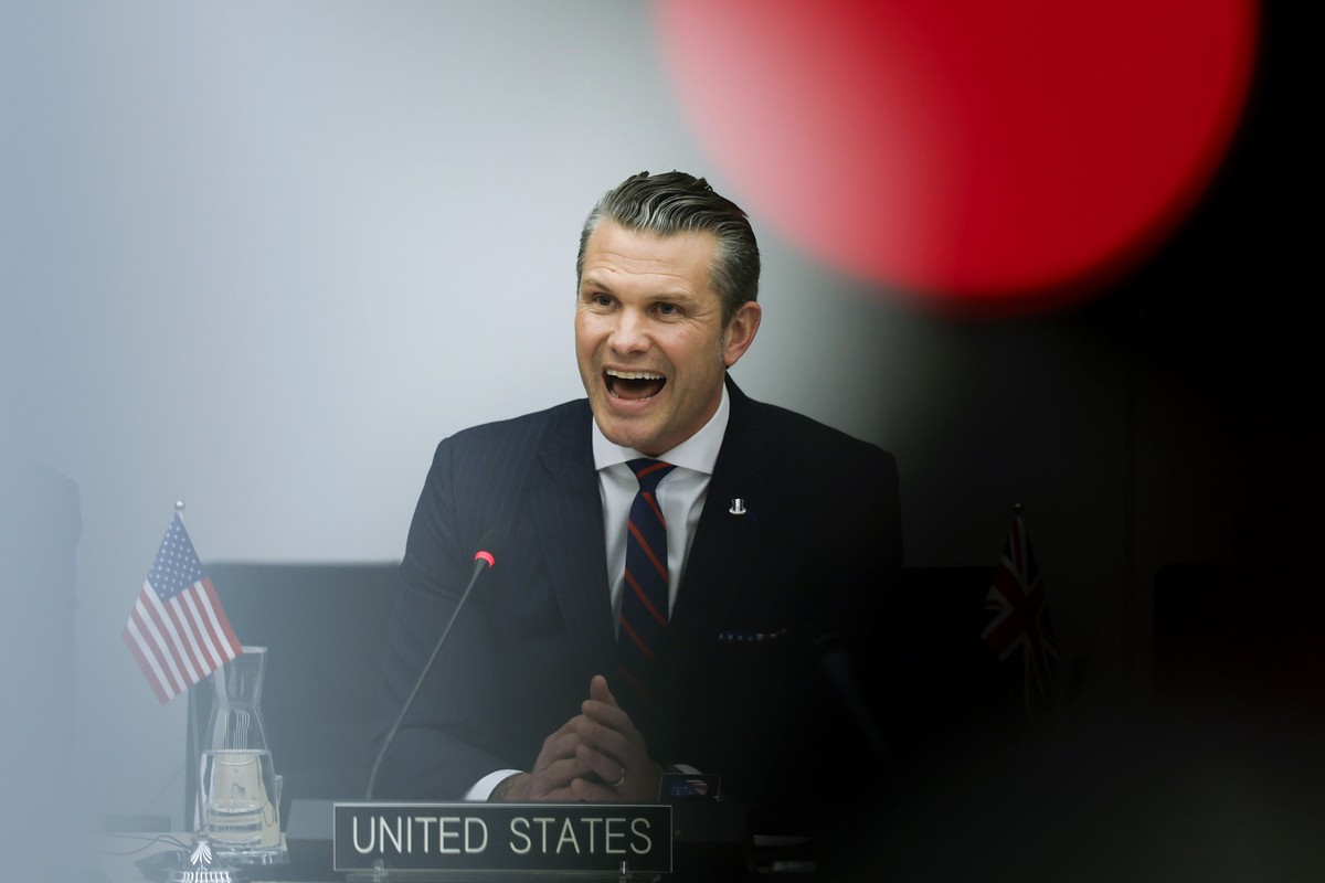 United States Secretary of Defense Pete Hegseth speaks during a meeting of the Ukraine Defense Contact group at NATO headquarters in Brussels, Wednesday, Feb. 12, 2025. (AP Photo/Omar Havana)