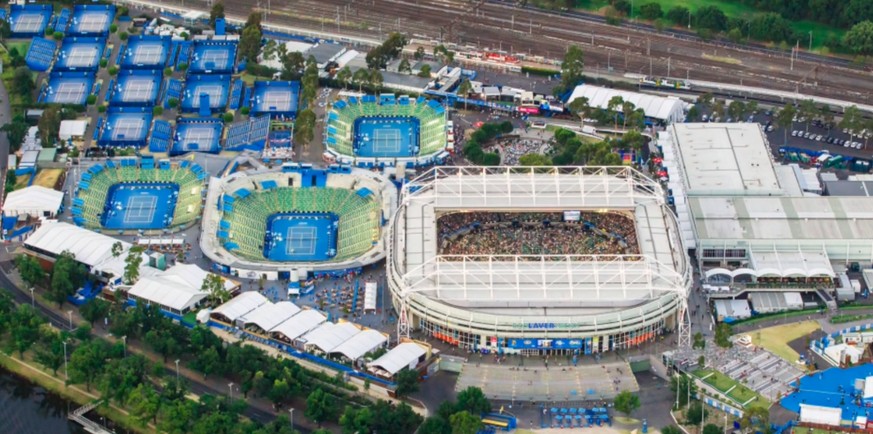 Auf diesem Gelände werden in den nächsten zwei Wochen die Champions des Australian Opens ermittelt.