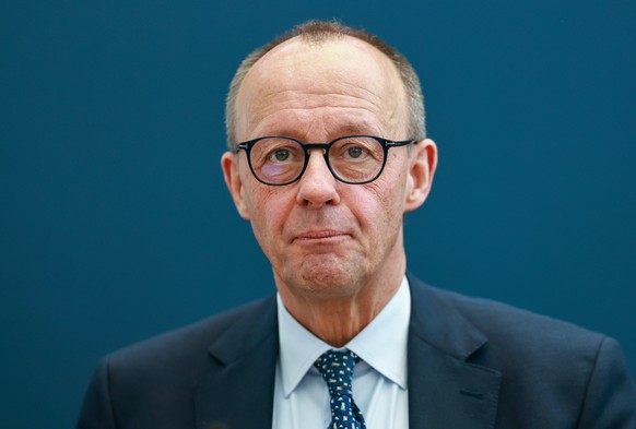 epa11920834 Chairman of Germany&#039;s Christian Democratic Union (CDU) Friedrich Merz attends a party leadership meeting of the Christian Democratic Union (CDU) at the party&#039;s headquarters the K ...