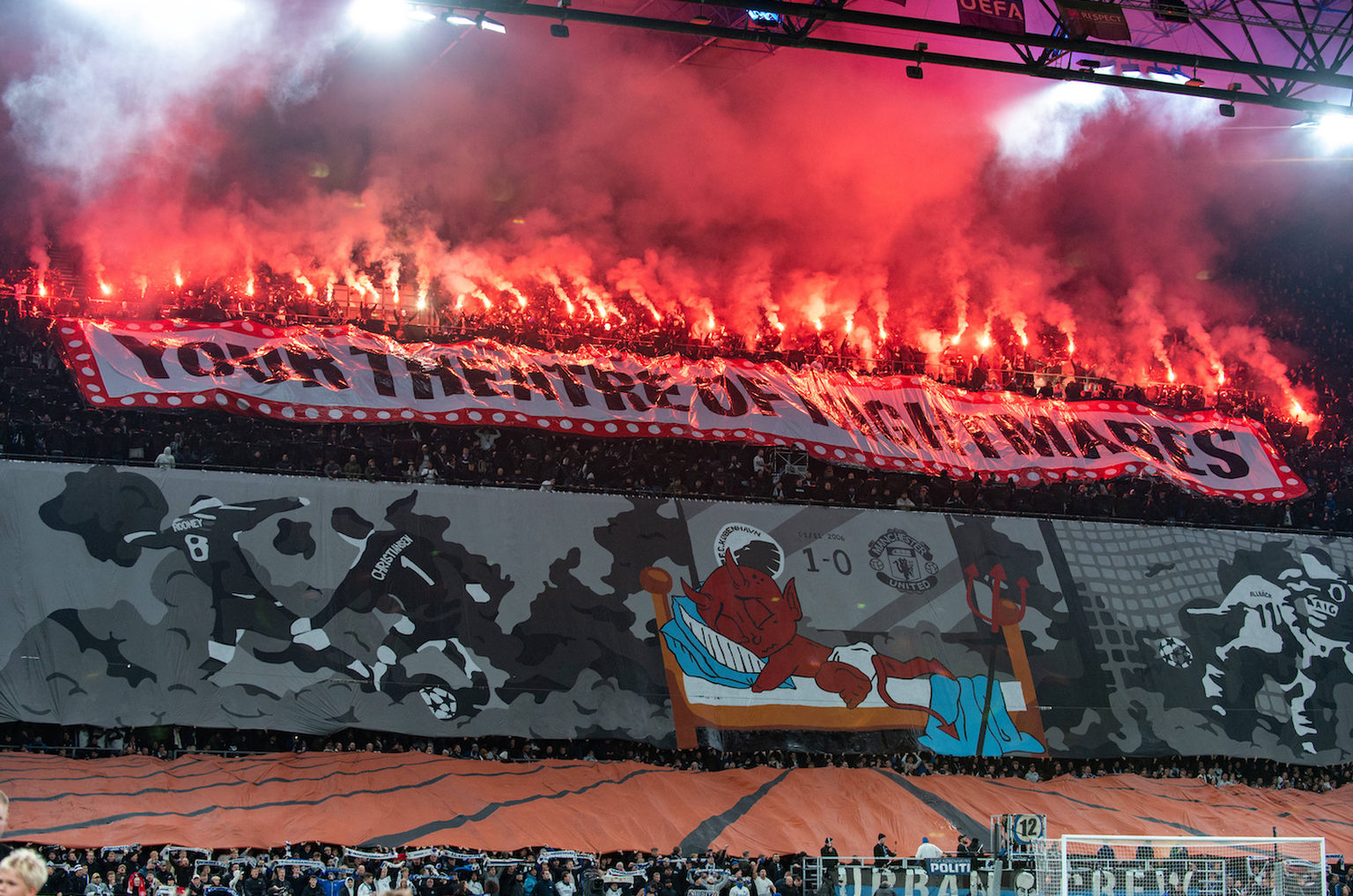 Copenhagen v Manchester United, ManU - UEFA Champions League Group A The Copenhagen fans during the UEFA Champions League Group A match between F.C. Copenhagen and Manchester United at Parken in Copen ...