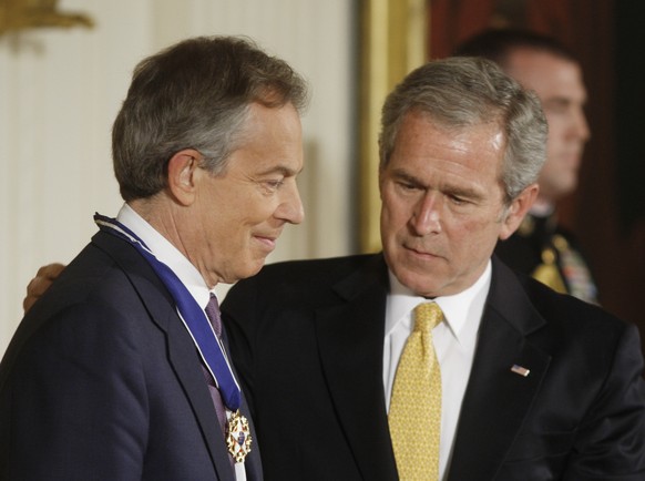 Verbündete im Irakkrieg: Tony Blair (links) und George W. Bush.