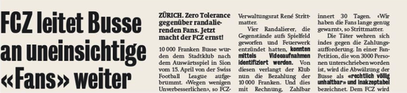 2007: Der FCZ probiert die Fans direkt zu treffen, indem sie die Busse des Vereins zahlen müssen.