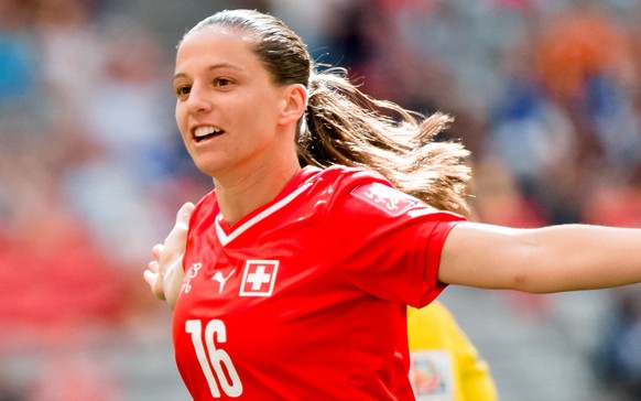 June 12, 2015: Fabienne HUMM of Switzerland celebrates her goal during a Group C match at the FIFA Women&#039;s World Cup Canada 2015 between Switzerland and Ecuador at BC Place Stadium on 12 June 201 ...