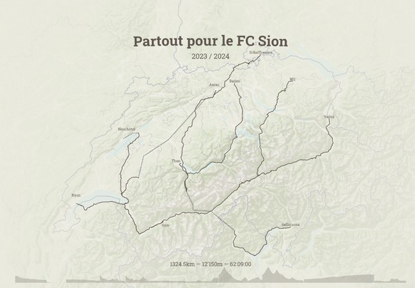«Überallhin für den FC Sion»: die zurückgelegte Strecke von Claudio.