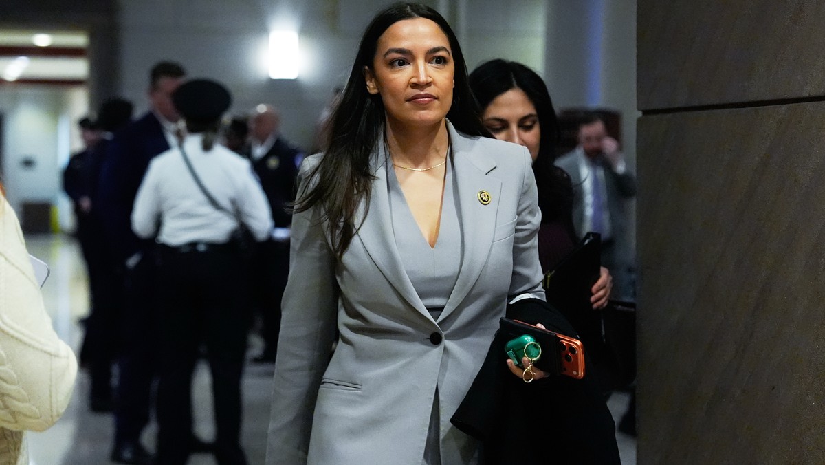 Rep. Alexandria Ocasio-Cortez, D-N.Y., departs a briefing on military strikes near Venezuela, Tuesday, Dec. 16, 2025, at the Capitol in Washington. (AP Photo/Julia Demaree Nikhinson)
Alexandria Ocasio ...