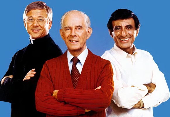 William Christopher, Jamie Farr, and Harry Morgan in After MASH (1983)