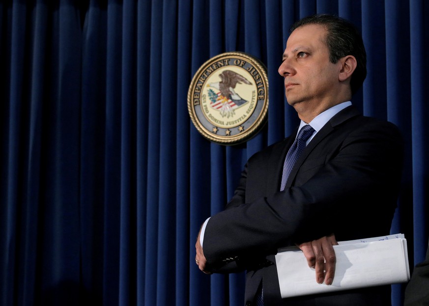FILE PHOTO: Preet Bharara, U.S. Attorney for the Southern District of New York, attends a news conference in New York City, U.S. May 19, 2016. REUTERS/Brendan McDermid/File photo