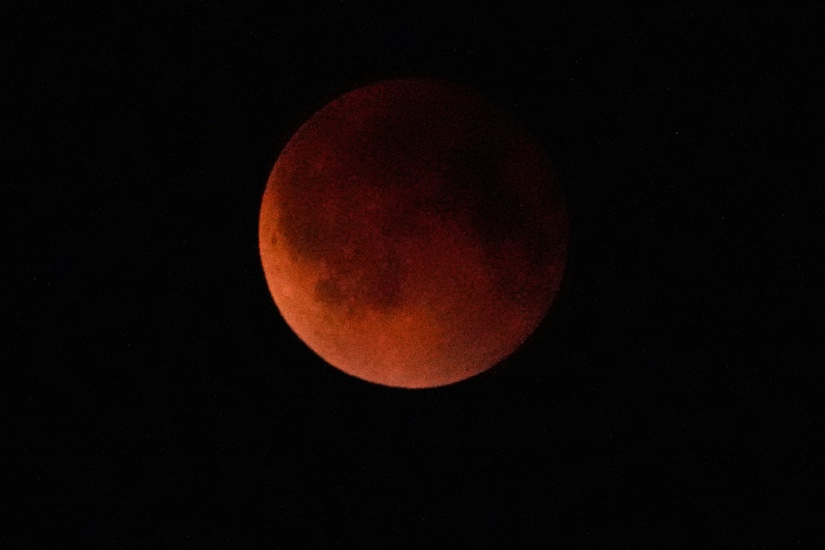 The moon appears red during a total lunar eclipse known as the blood moon seen from Rawalpindi, Pakistan, Sunday, Sept. 7, 2025. (AP Photo/Anjum Naveed)
Pakistan Lunar Eclipse