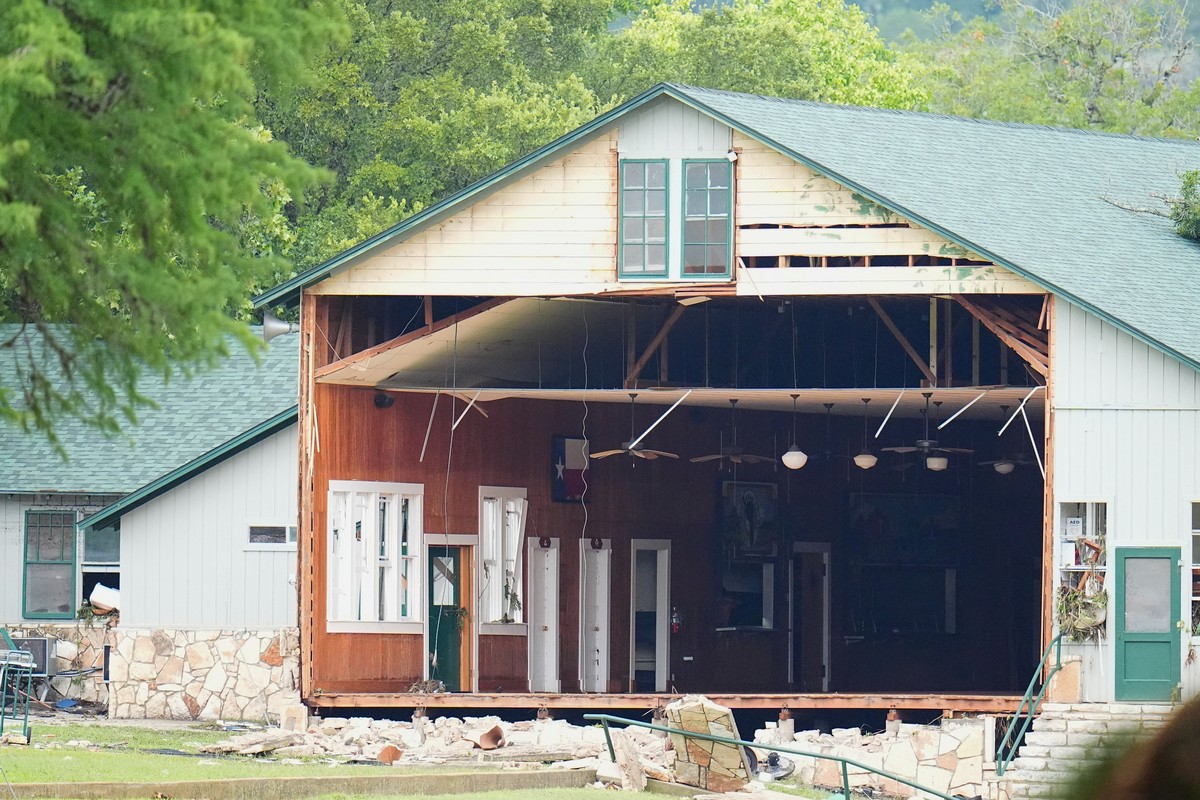 A wall is missing on a building at Camp Mystic along the banks of the Guadalupe River after a flash flood swept through the area Saturday, July 5, 2025, in Hunt, Texas. (AP Photo/Julio Cortez)
APTOPIX ...