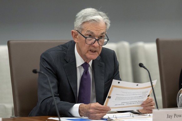 Federal Reserve Chairman Jerome Powell speaks during an open meeting of the Board of Governors at the Federal Reserve, Wednesday, June 25, 2025, in Washington. (AP Photo/Mark Schiefelbein)
Jerome Powe ...