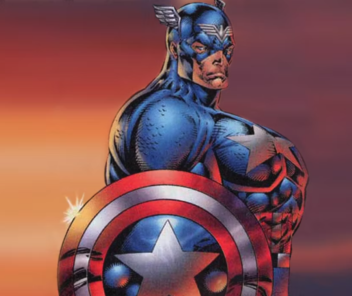 Une couverture de Captain America par Rob Lefield, le créateur de Deadpool, qui effectivement ne dessine pas très juste.