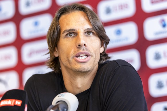 epa11555094 Switzerland&#039;s goalkeeper Yann Sommer attends a press conference to announces his retirement from the Swiss national football team, in Zurich, Switzerland, 19 August 2024. EPA/MICHAEL  ...