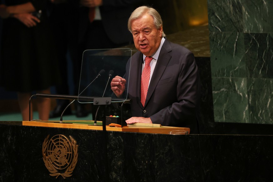 United Nations Secretary-General Antonio Guterres during the 81st session of the United Nations General Assembly at United Nations headquarters, Tuesday, Sept. 22, 2026. (AP Photo/Heather Khalifa)
Ant ...