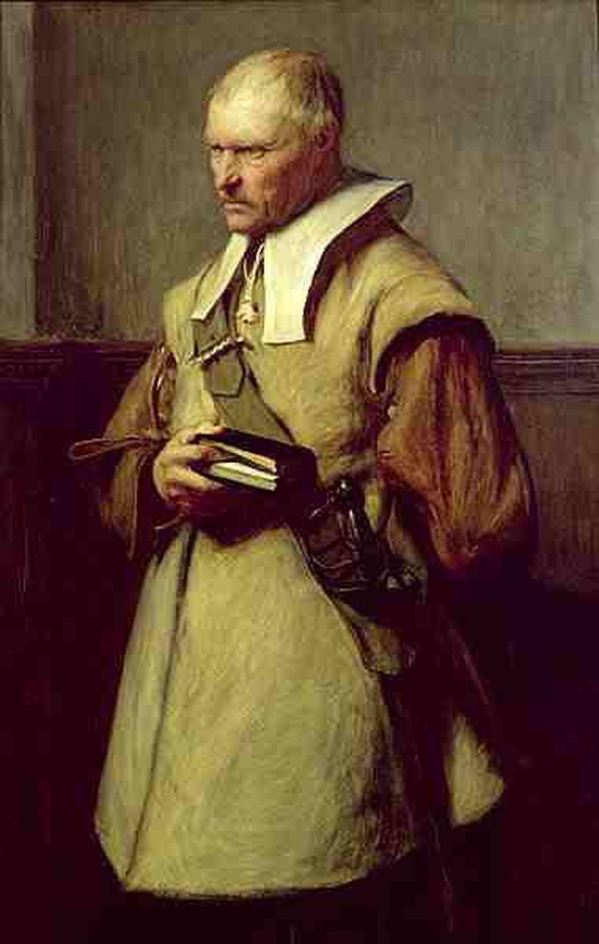 Ein Roundhead (Rundkopf) in der Vorstellung des 19. Jahrhunderts, Gemälde von John Pettie. So wurden während des Englischen Bürgerkriegs (1642–1649) die Anhänger des Parlaments bezeichnet. In demonstr ...