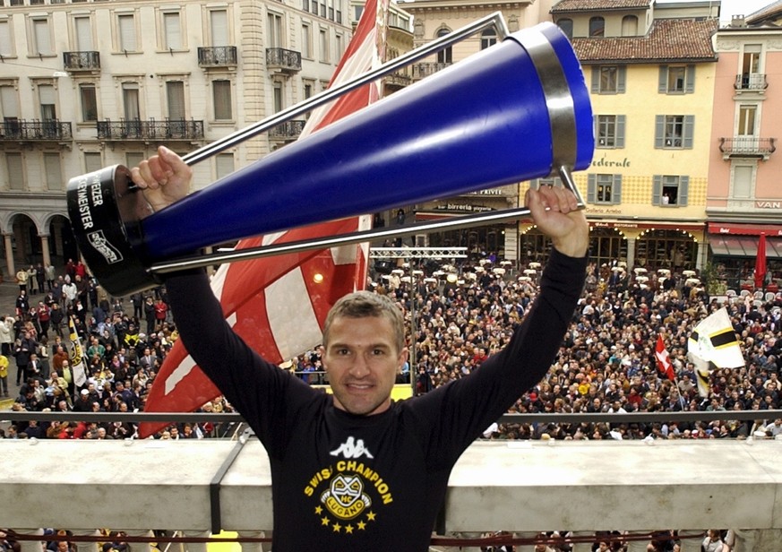 The Bertaggias are a cult family in Lugano - here Papa Sandro after winning the championship title in 2003.