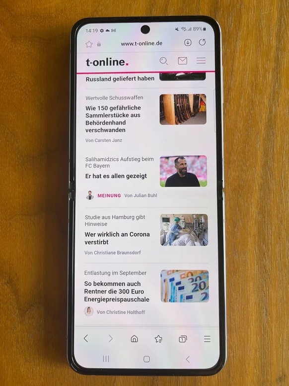 Die t-online-Seite auf dem Flip4.