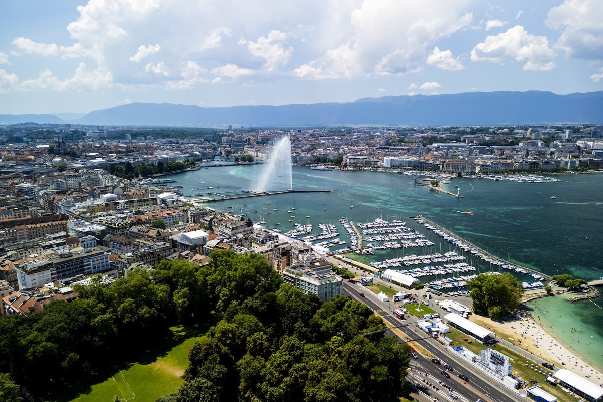 Genève paysage jet d'eau