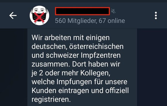 Angebot Fake-Covid-Zertifikat Telegram