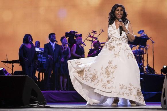 FILE- In this April 19, 2017, file photo, Aretha Franklin performs at the world premiere of "Clive Davis: The Soundtrack of Our Lives" at Radio City Music Hall, during the 2017 Tribeca Film ...