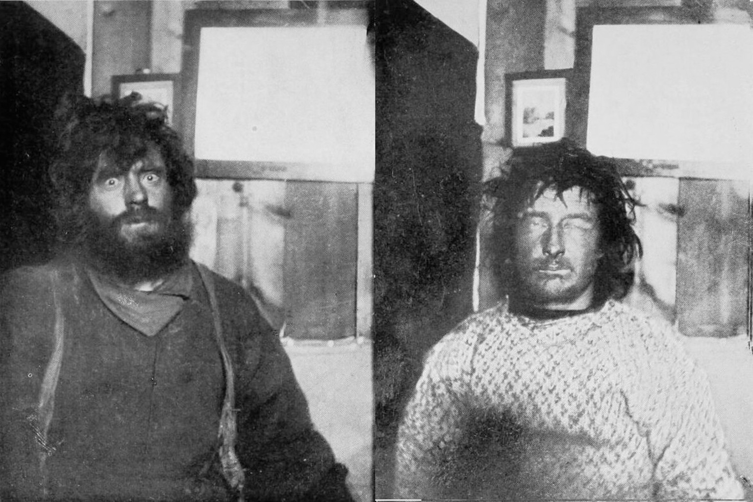 Their ordeal in the Arctic visibly altered Mikkelsen, left, and Iversen that one of their rescuers ran back to the ship in fear.