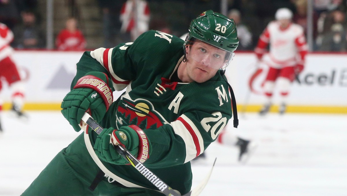 FILE - In this March 4, 2018, file photo, Minnesota Wild's Ryan Suter warms up before an NHL hockey game against the Detroit Red Wings, in St. Paul, Minn. Wild defenseman Ryan Suter has a broken  ...