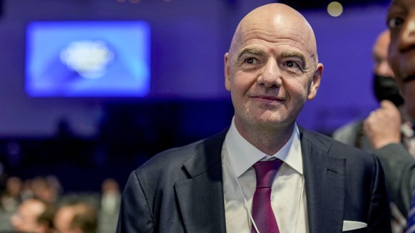 Fifa President Gianni Infantino is seen during the World Economic Forum in Davos, Switzerland, Monday, May 23, 2022. The annual meeting of the World Economic Forum is taking place in Davos from May 22 ...