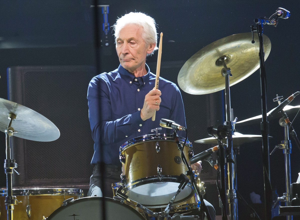 FILE - Charlie Watts, of the Rolling Stones, performs during a concert of the group's No Filter Europe Tour at U Arena in Nanterre, outside Paris, France, Oct. 22, 2017. Watts will likely miss th ...