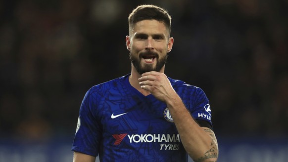 Chelsea&#039;s Olivier Giroud walks on the pitch the English Premier League soccer match between Chelsea and West Ham at Stamford Bridge Stadium in London, England, in London, England, Saturday, Nov.  ...