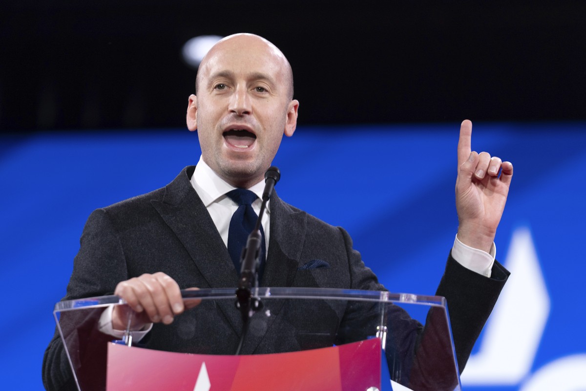 White House deputy chief of policy Stephen Miller speaks at the Conservative Political Action Conference, CPAC, at the Gaylord National Resort &amp; Convention Center, Saturday, Feb. 22, 2025, in Oxon ...
