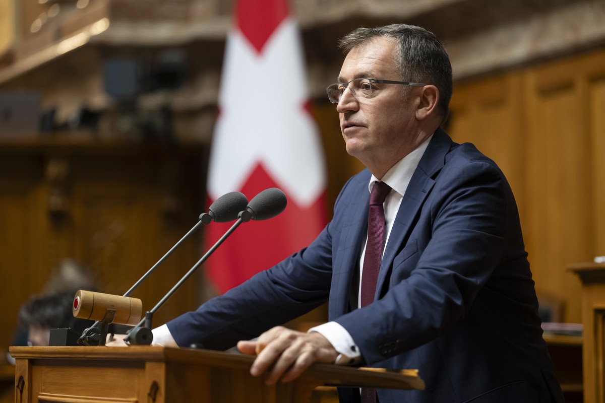 Roland Rino Buechel, SVP-SG, spricht waehrend der Fruehlingssession der Eidgenoessischen Raete, am Dienstag, 5. Maerz 2024 im Nationalrat in Bern. (KEYSTONE/Anthony Anex)