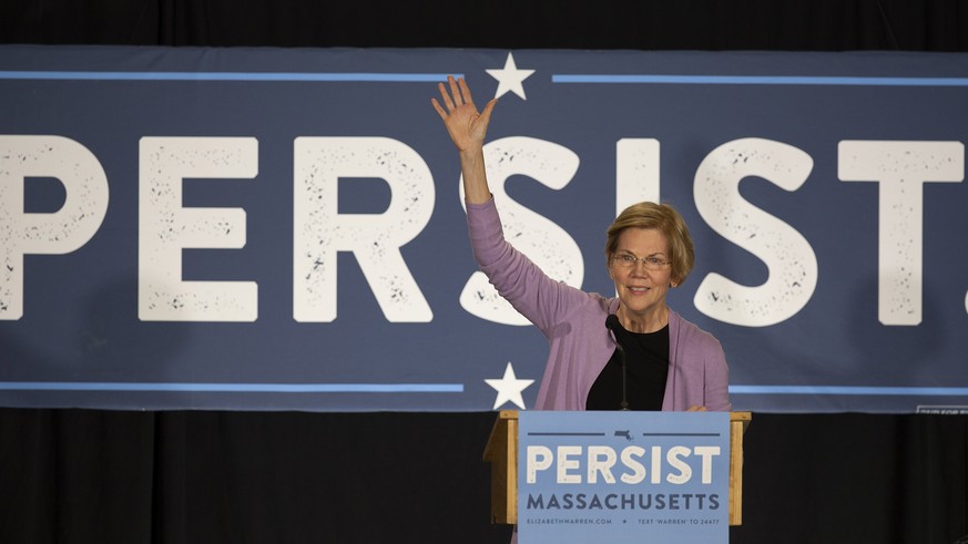 epa07255270 (FILE) - United States Senator Elizabeth Warren campaigns for re-election at an &quot;Election Eve&quot; rally held at the Hudson Portuguese Club in Hudson, Massachusetts, USA, 05 November ...