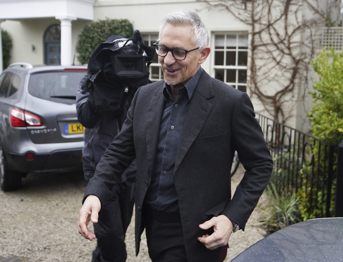 Soccer pundit Gary Lineker leaves his home following reports that the BBC is to have a "frank conversation" with the ex-England striker after comments he made on the government's new as ...