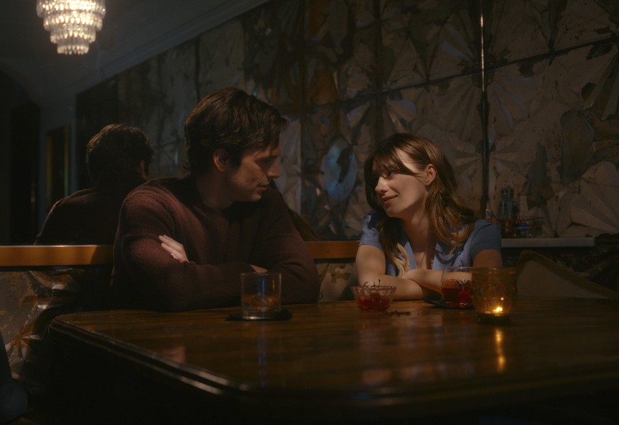 This image released by Searchlight Pictures shows Sebastian Stan, left, and Daisy Edgar-Jones in a scene from &quot;Fresh.&quot; (Searchlight Pictures via AP)