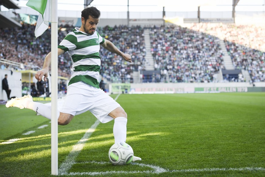 St. Gallens Tranquillo Barnetta, beim Fussball Super-League Spiel zwischen dem FC St. Gallen und dem FC Luzern, am Samstag, 20. April 2019, im Kybunpark in St. Gallen. (KEYSTONE/Gian Ehrenzeller)