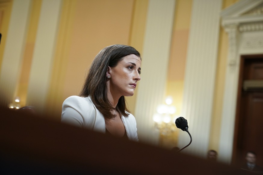 Cassidy Hutchinson, former aide to Trump White House chief of staff Mark Meadows, testifies as the House select committee investigating the Jan. 6 attack on the U.S. Capitol holds a hearing at the Cap ...