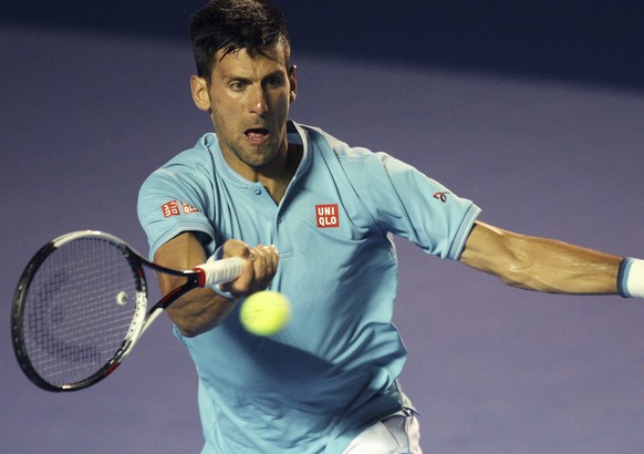 Serbia&#039;s Novak Djokovic returns the ball to Argentina&#039;s Juan Martin Del Potro during the Mexican Tennis Open in Acapulco, Mexico, Wednesday, March 1, 2017. Djokovic rallied to beat Del Potro ...