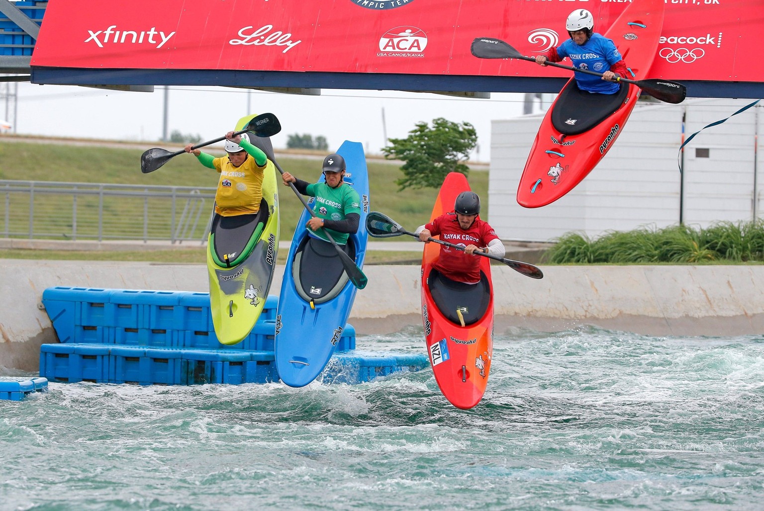 Syndication: The Oklahoman Athletes compete in kayak cross during 2024 Olympic Team Trials for Canoe/Kayak Slalom and Kayak Cross at the RIVERSPORT Whitewater Center in Oklahoma City, Saturday, April  ...