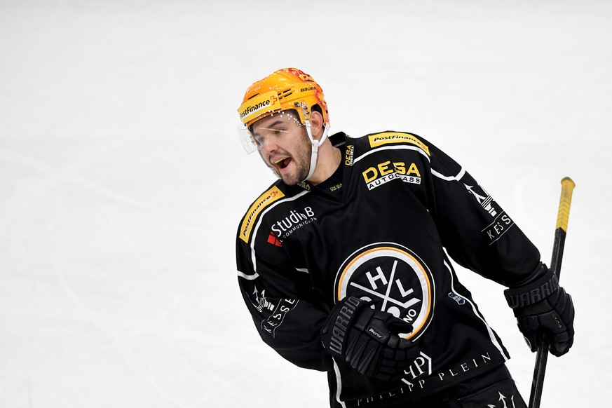 Lugano?s player Luca Fazzini, during the preliminary round game of National League A (NLA) Swiss Championship 2019/20 between HC Lugano and ZSC Lions at the ice stadium Corner Arena in Lugano, Switzer ...