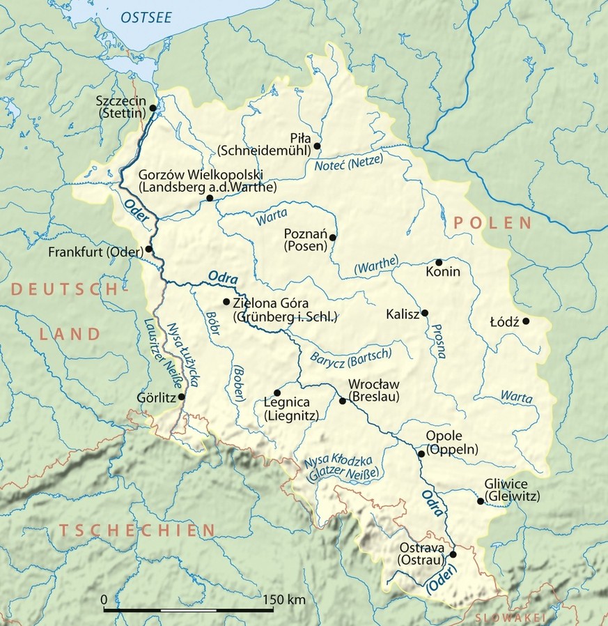 Das Einzugsgebiet der Oder. 