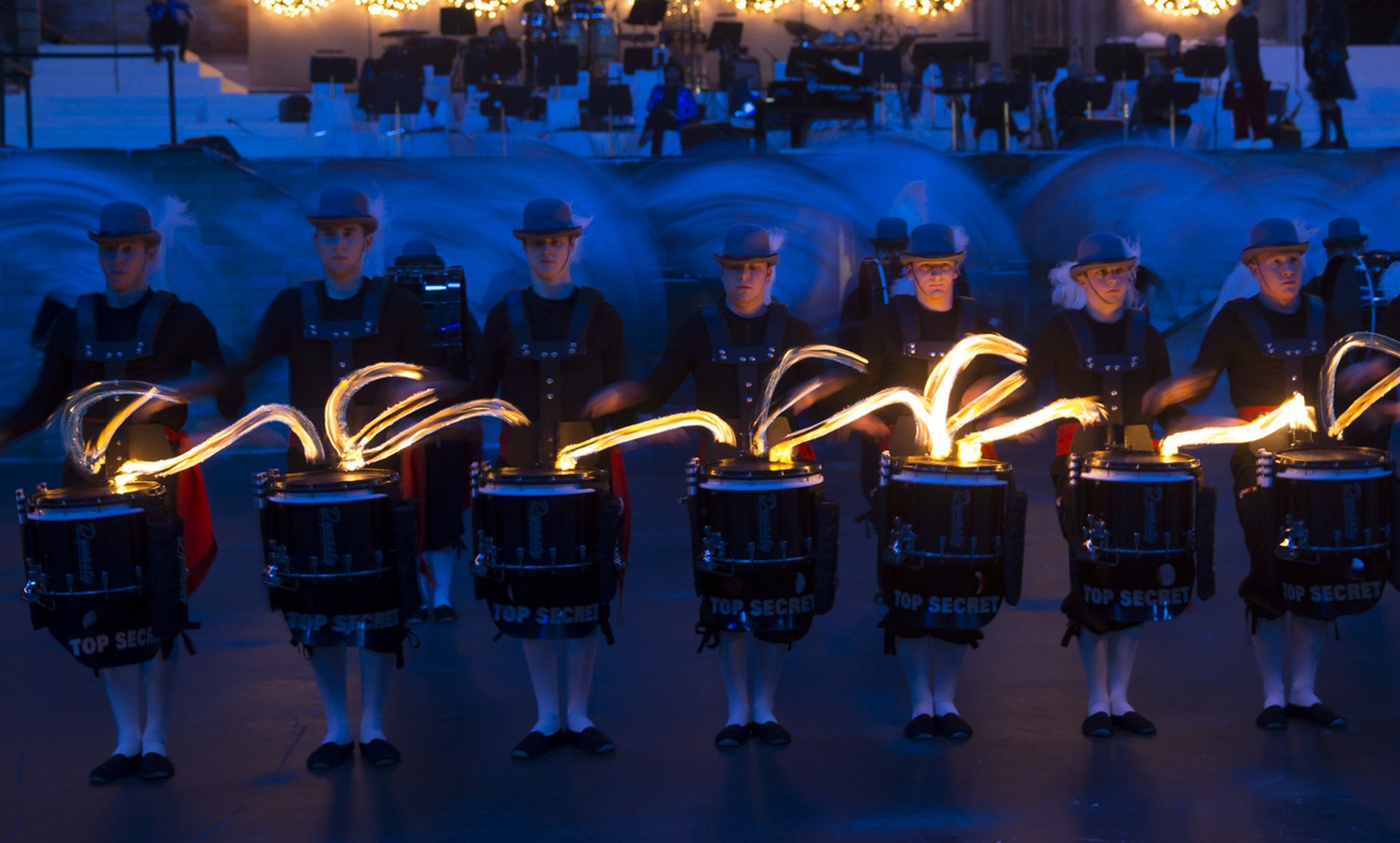 Das Basler Drumkorps Top Secret am Basel Tattoo.