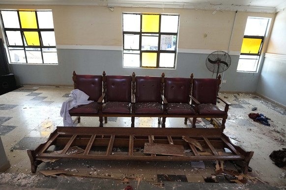 A view of the St. Francis Catholic church in Owo, Nigeria, Monday, June 6, 2022 a day after an attack targeted worshipers. The gunmen who killed 50 people at a Catholic church in southwestern Nigeria  ...