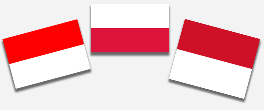 Links: Indonesien. Mitte: Polen. Rechts: Monaco.