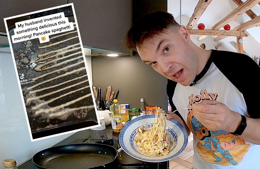 Pancake Spaghetti ... gibt's offenbar. Auf TikTok. Okay, versuchen wir's!