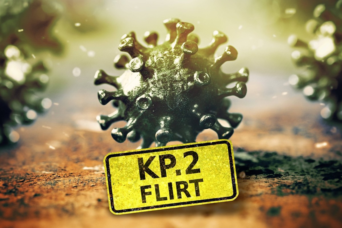 FOTOMONTAGE, Neue Corona-Variante KP.2, Flirt, Symbolfoto *** FOTOMONTAGE, New Corona variant KP 2, Flirt, symbol photo